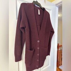Athleta Women's Burgundy Cardigan Sweater XXS